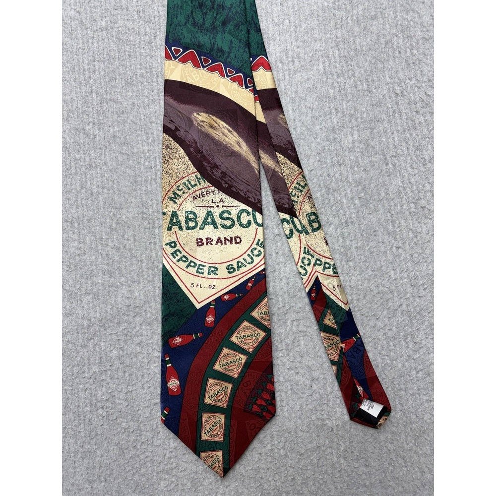 Tabasco Tie Mens Multicolor Hot Sauce Chili Peppers Silk Necktie USA Novelty